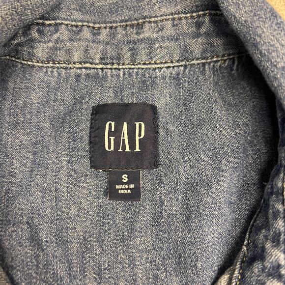 Gap Denim Pearl Snap Shirt Dress Womens Small Blue Western Cowgirl Classic - Picture 5 of 8